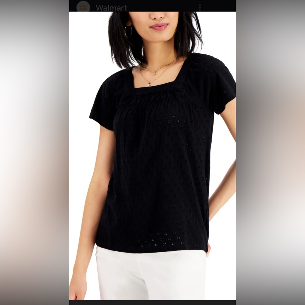 Style & Co. Black  eyelet Blouse